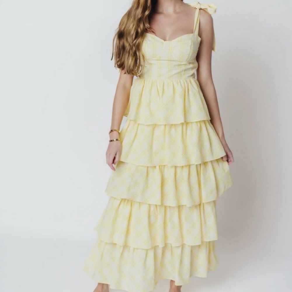 NWT 🌼 Sofie the Label Yellow Tiered Maxi Dress